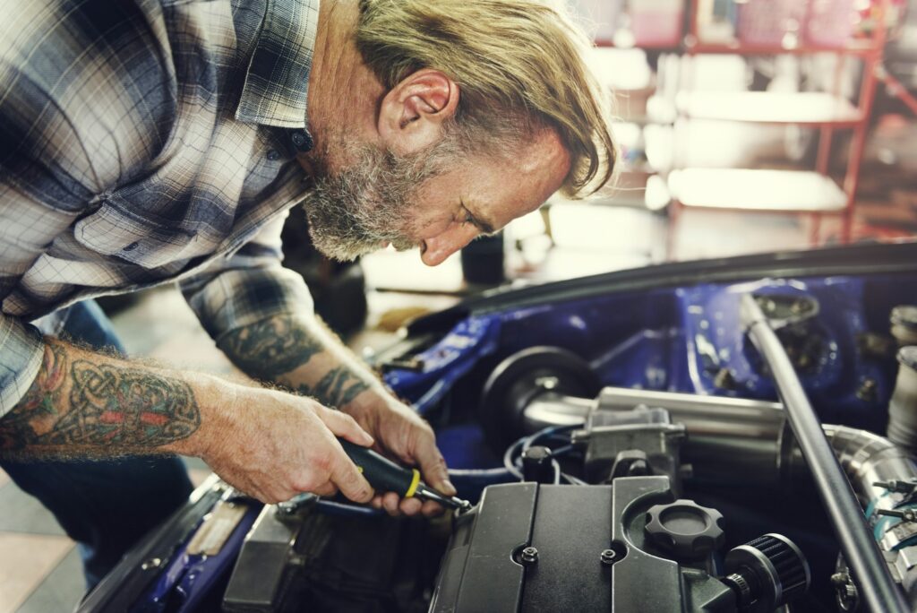 Garage Motor Maintenance Mechanic Fixing Spare Concept